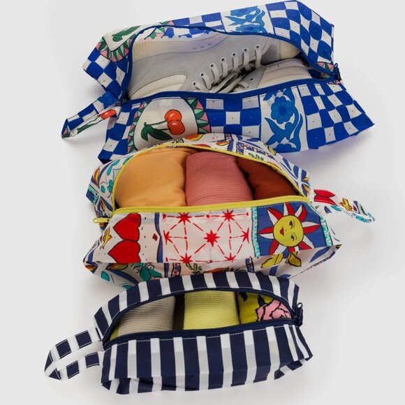 NWT Baggu 3D Zip Set - Vacation Tiles (Cherry Tile, Sunshine Tile, Navy Stripe) - Picture 4 of 7